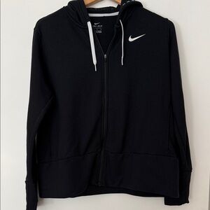 Nike Dri Fit Black Hoodie with White Logo